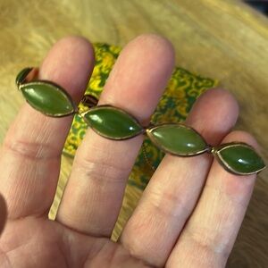 Vintage Jade Gabochon Marquis Cut Style Bracelet